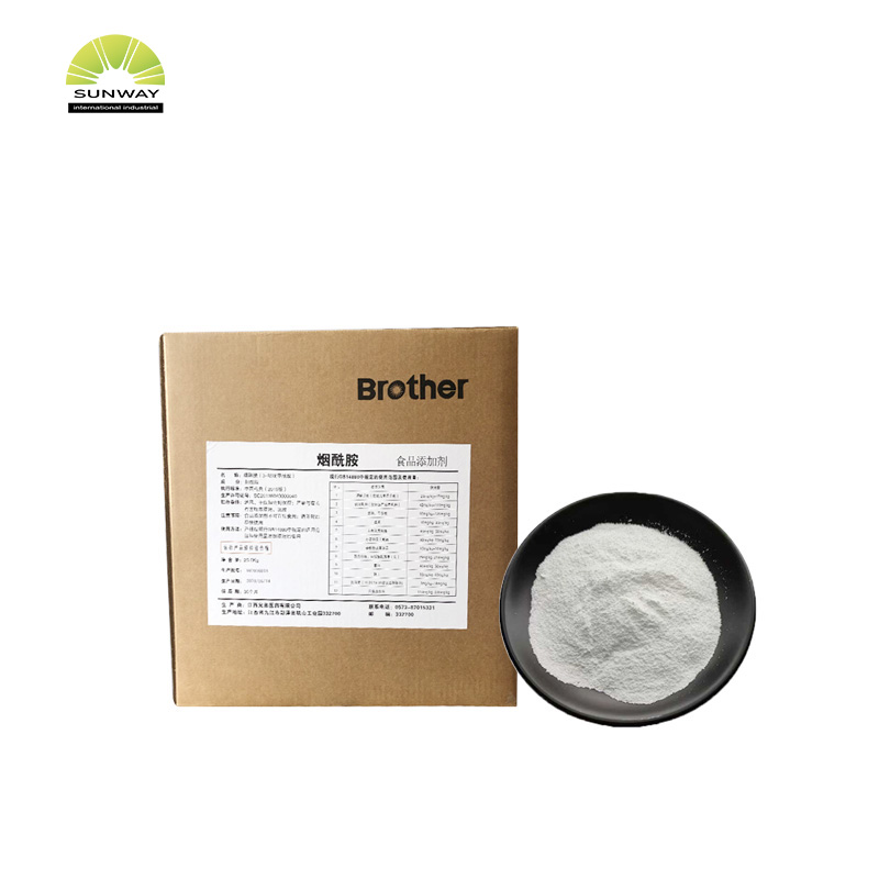 سیرم کو چمکانے کے لیے فیکٹری سپلائی کاسمیٹک خام مال Niacinamide وٹامن B3 پاؤڈر